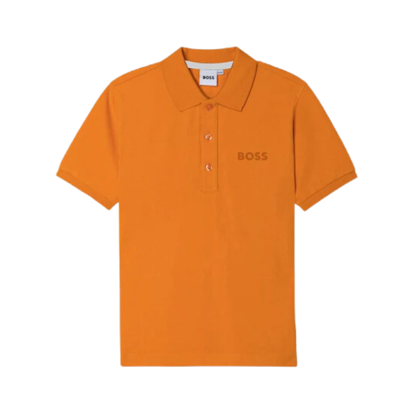 REMERA CON CUELLO BOSS INFANTIL J25M26 NARANJA
