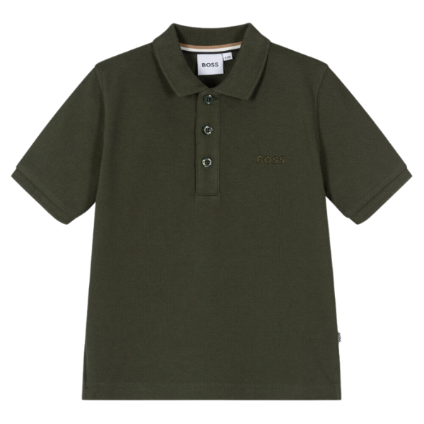 REMERA CON CUELLO BOSS INFANTIL J25M26 VERDE