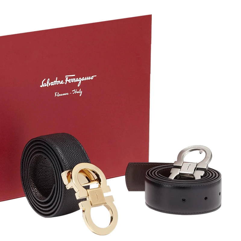2 CINTOS + 2 FIVELAS SALVATORE FERRAGAMO 9714 663056 PRETO/MARROM