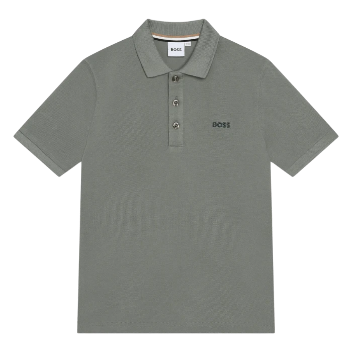 POLO BOSS KIDS J25O24 VERDE OLIVA