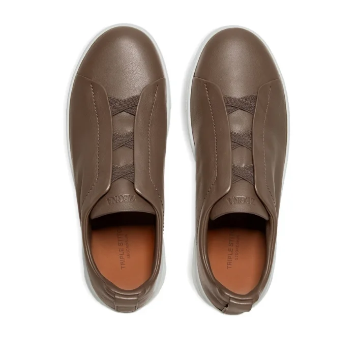 ZEGNA TENIS MARRON OSCURO